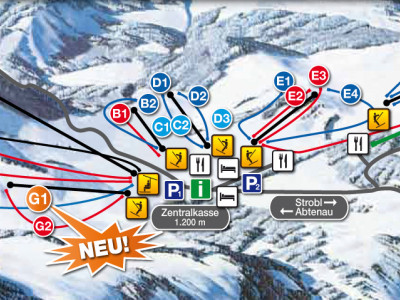 Pistenplan  im Skigebiet Postalm - Strobl - ein Skigebiet in Salzburger Land