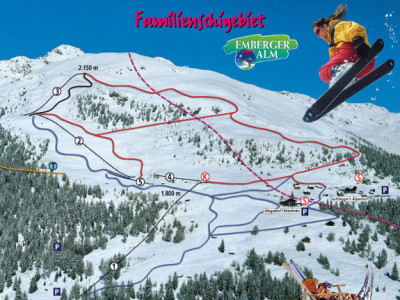 Pistenplan  im Skigebiet Emberger Alm - ein Skigebiet in Kärnten