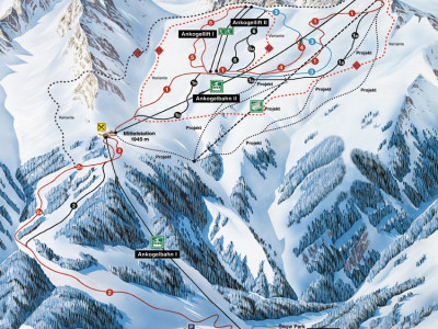 Pistenplan  im Skigebiet Ankogel - Mallnitz - ein Skigebiet in Kärnten