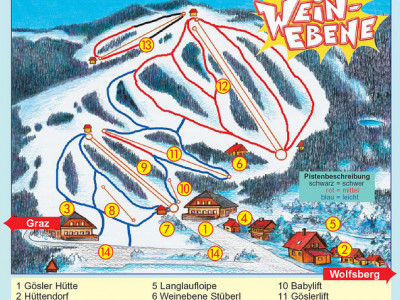 Pistenplan  im Skigebiet Weinebene - ein Skigebiet in Kärnten