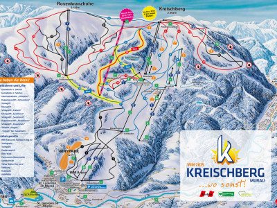 Pistenplan  im Skigebiet Kreischberg - ein Skigebiet in Steiermark