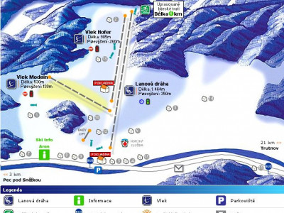 Pistenplan  im Skigebiet Velka Upa - ein Skigebiet in Riesengebirge