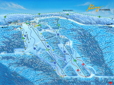 Pistenplan  im Skigebiet Kliny - ein Skigebiet in Erzgebirge