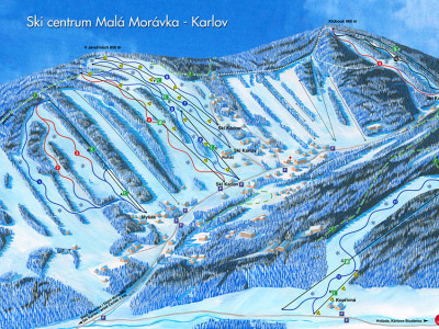 Pistenplan  im Skigebiet Mala Moravka - Karlov - ein Skigebiet in Altvatergebirge
