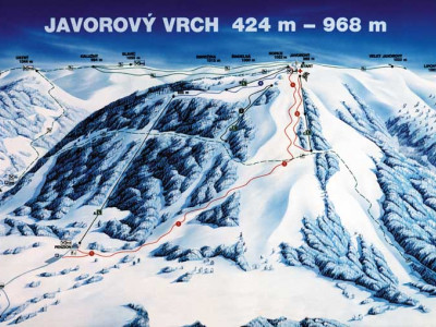Pistenplan  im Skigebiet Javorovy Vrch - ein Skigebiet in Beskiden