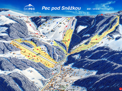 Pistenplan  im Skigebiet Pec pod Snezkou - ein Skigebiet in Riesengebirge