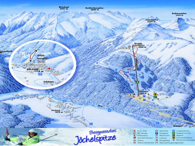 Pistenplan  im Skigebiet Jöchelspitze - ein Skigebiet in Tirol